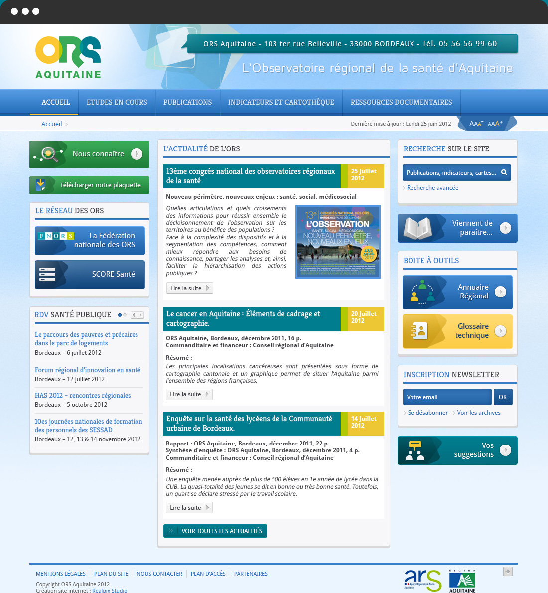 ORS Aquitaine : création de site web Joomla