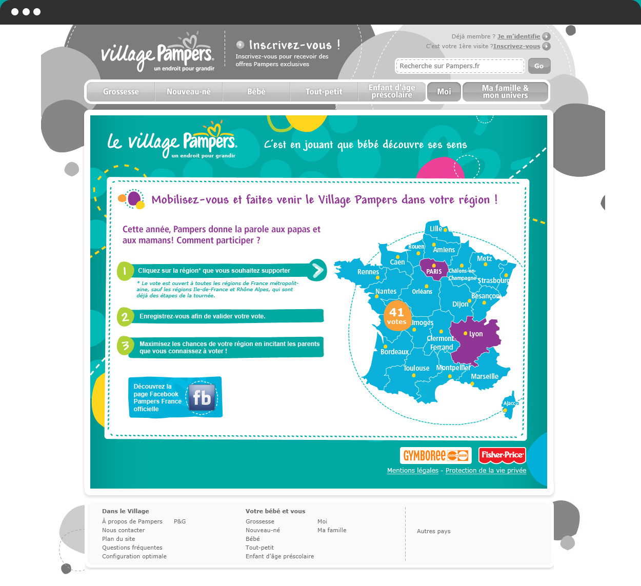 Pampers Village : création de maquettes pour site web Pampers